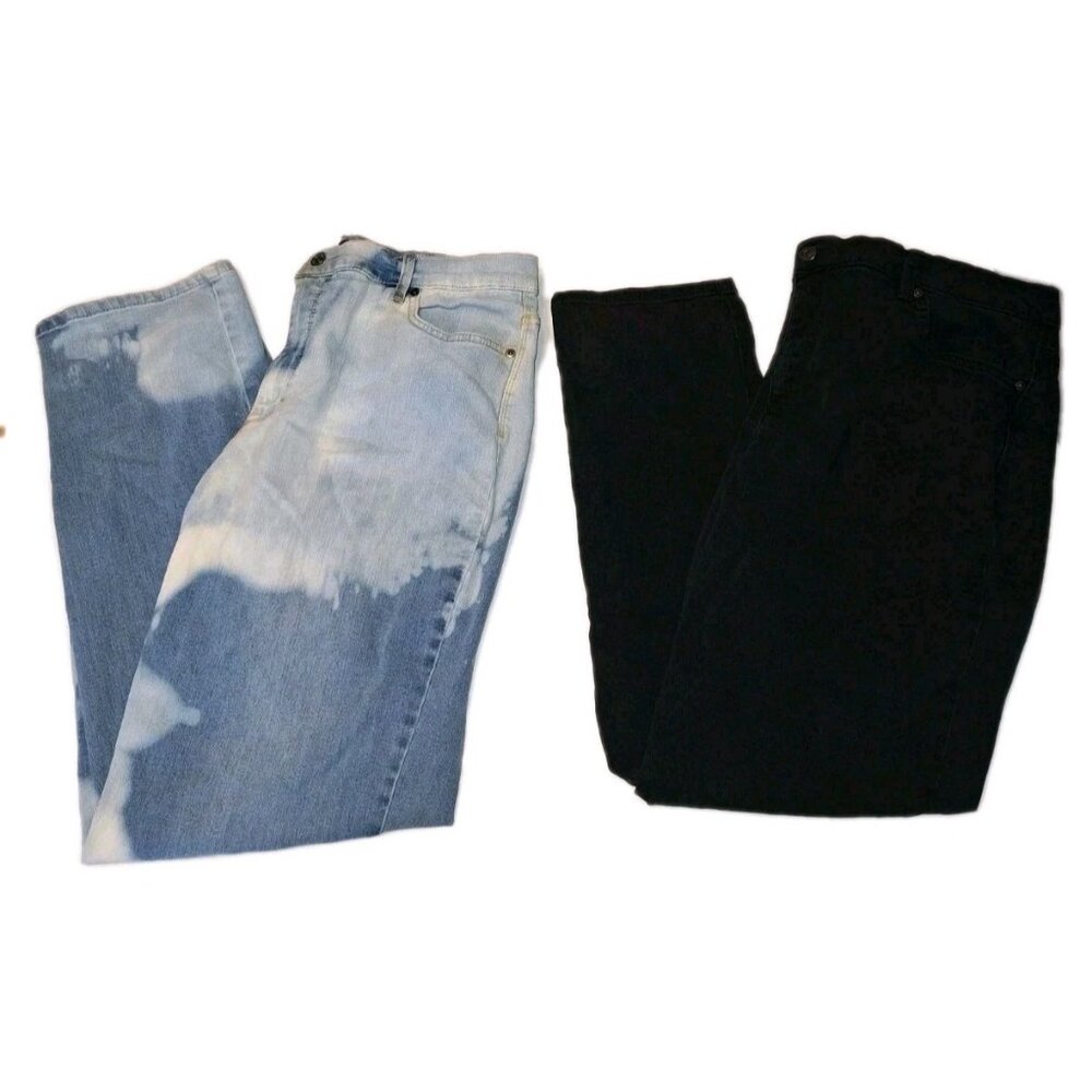 Gloria Vanderbilt Women's Size 16 Blue And Black Jeans 36x30 Lot Of Two
